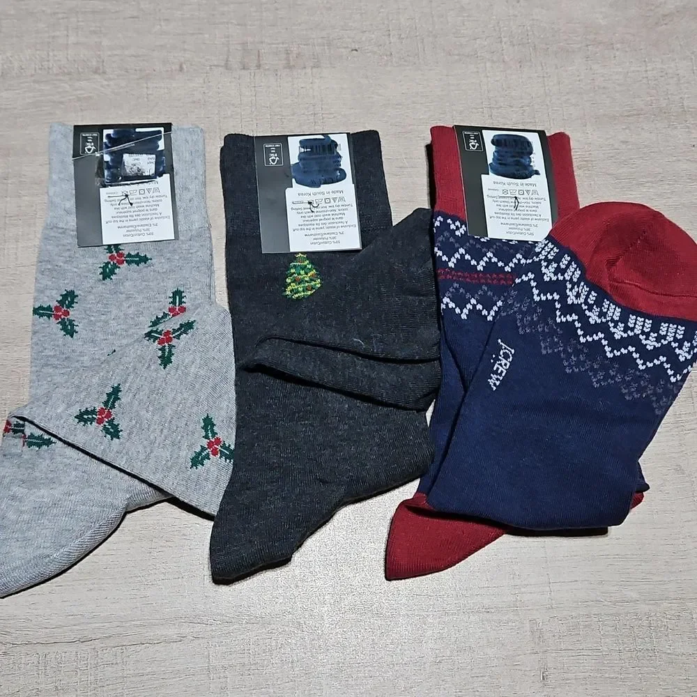 J. Crew 🎁 Men's Holiday Socks - Gray, Navy, Red